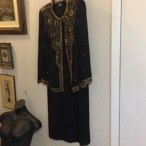 FM Felice Westfield NJ Black Beaded Jkt. & Skirt